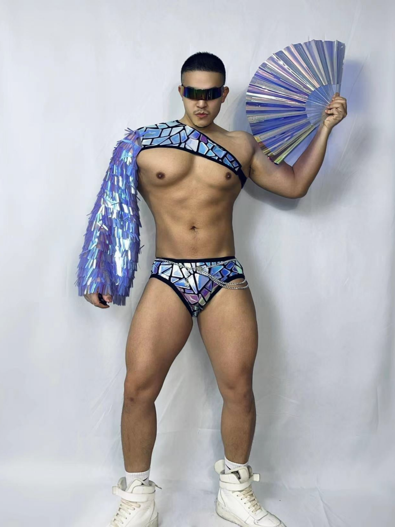 PRINCEWEAR™ | Imitation Mirror Crop Top & Briefs GoGo Boy Costume