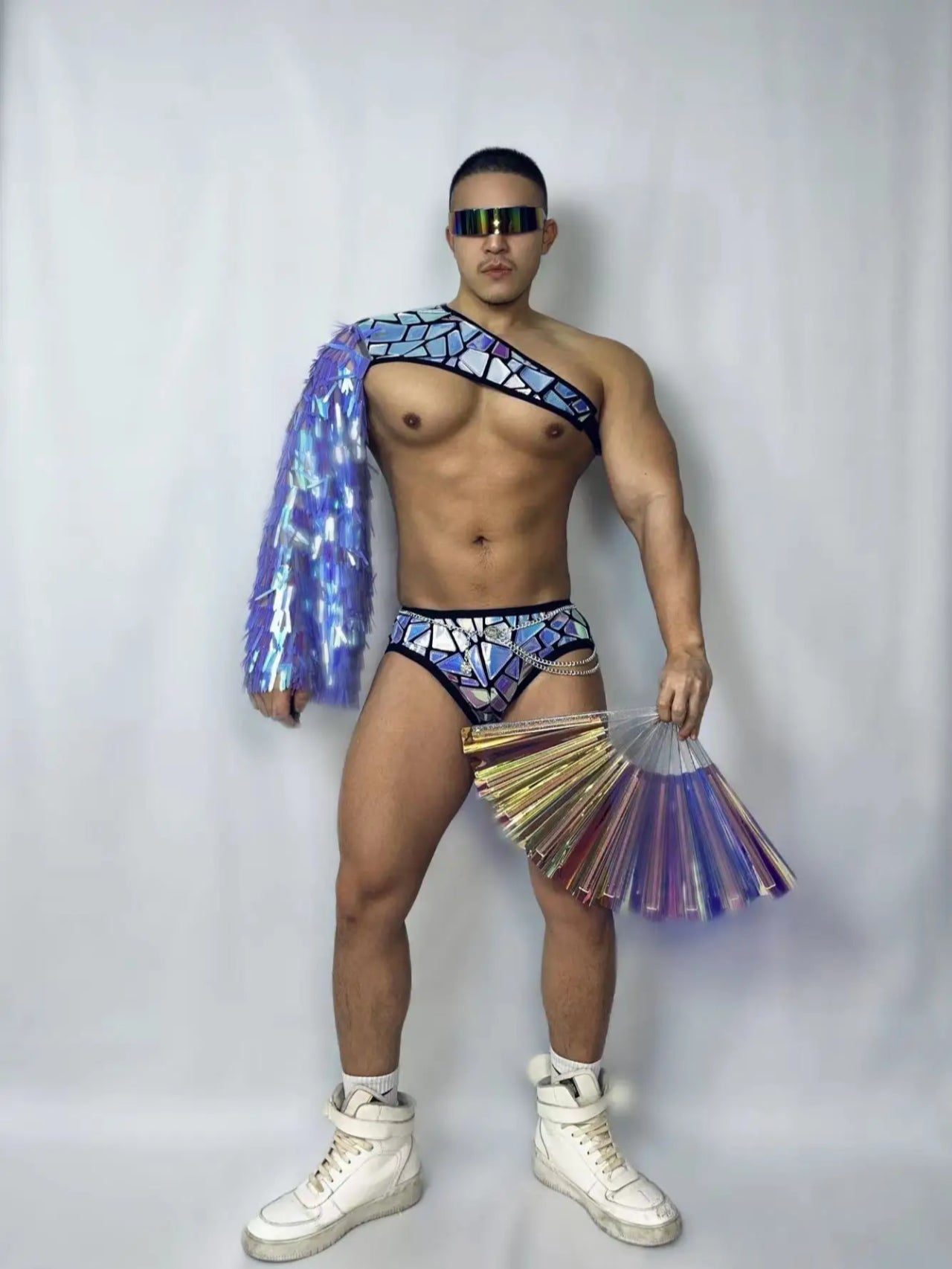 PRINCEWEAR™ | Imitation Mirror Crop Top & Briefs GoGo Boy Costume