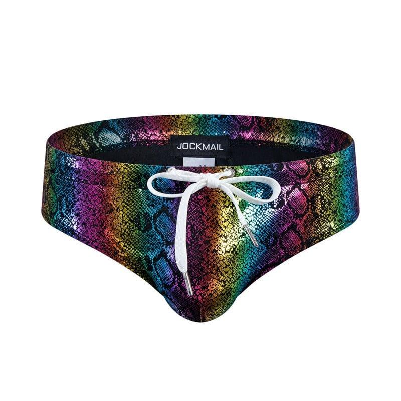 prince-wear JOCKMAIL | Iridescent Snake Print Swim Brief with Removable Bulge Pouch