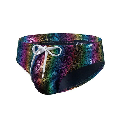 prince-wear JOCKMAIL | Iridescent Snake Print Swim Brief with Removable Bulge Pouch