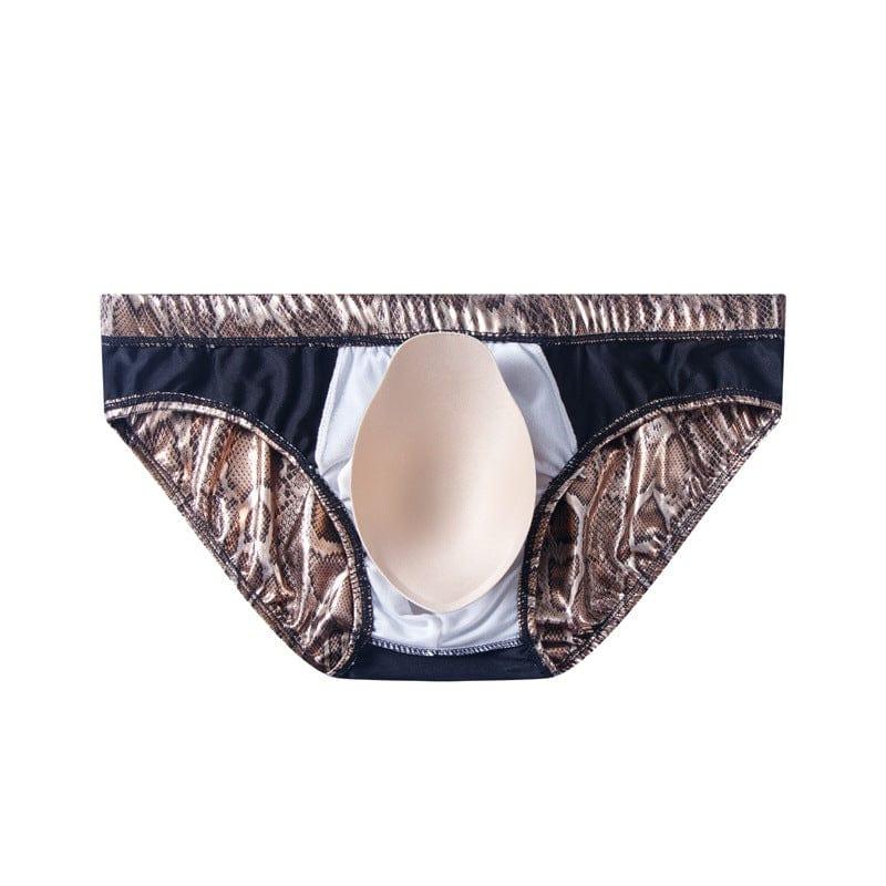 prince-wear JOCKMAIL | Iridescent Snake Print Swim Brief with Removable Bulge Pouch