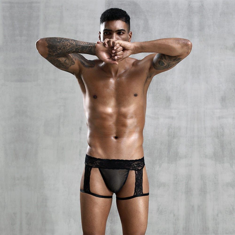 prince-wear Free size JSY Men's Lingerie | Lace Suspenders Jockstrap